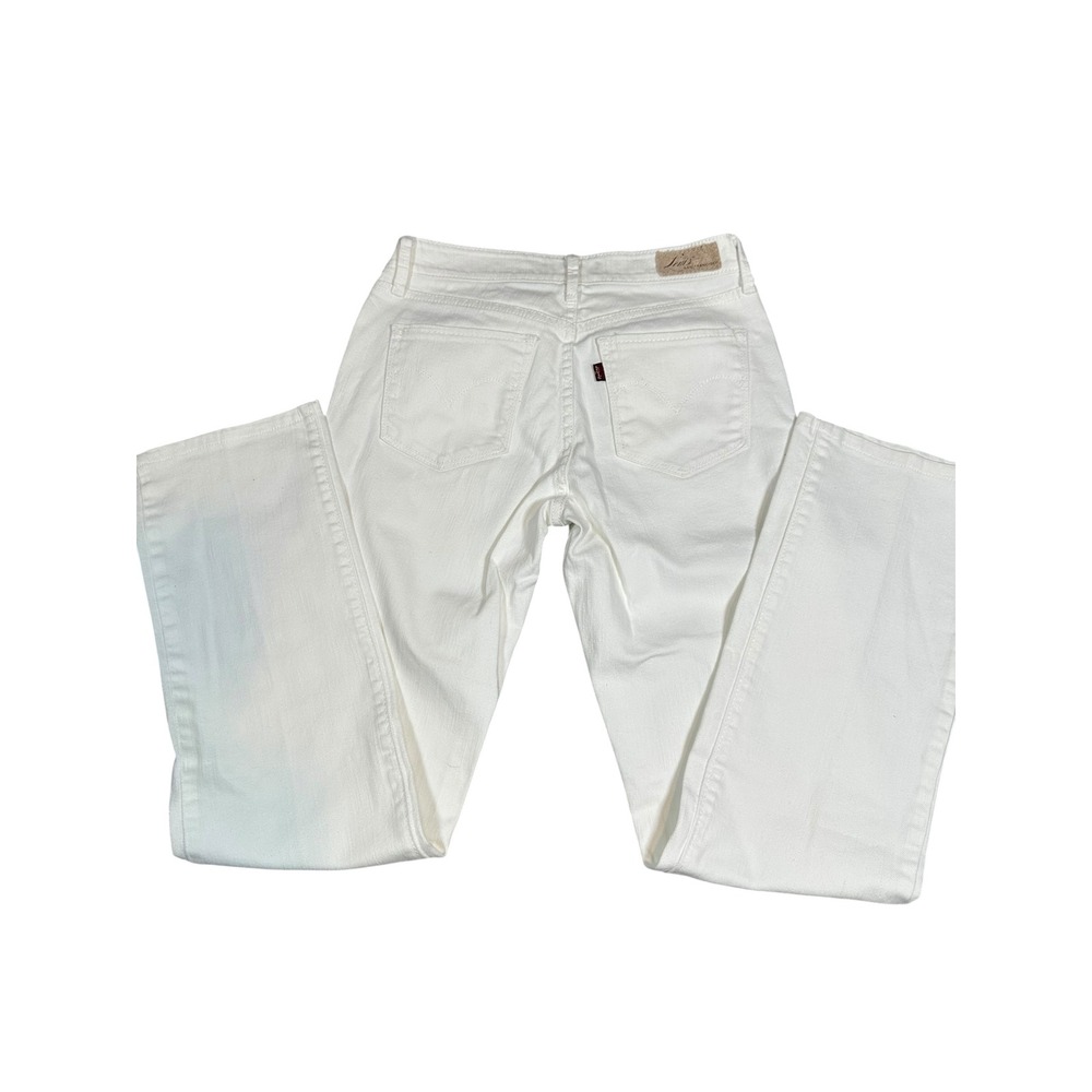 Levis Demi Curve Classic Straight Leg Jeans White Denim Womens 4/27 Mid Rise - Picture 4 of 10